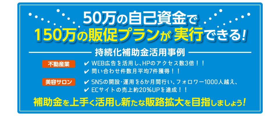 50万の自己資金で150万の販促プランが実行できる！